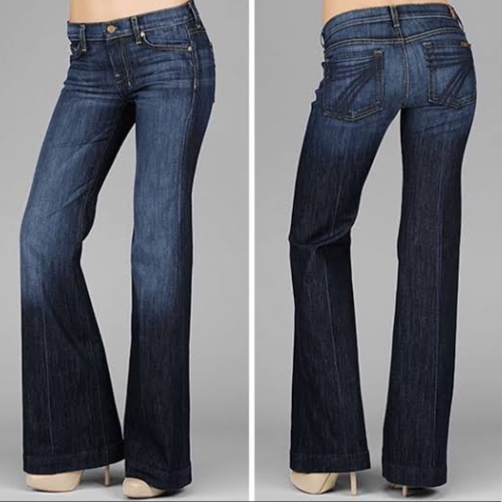 7 For All Mankind Dark Rinse Flare Leg Dojo Jeans